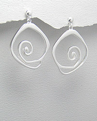 Sterling Silver Abstract Design Earrings 54-706-2884