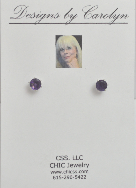 Natural African Amethyst Sterling Silver Stud Earrings CSS170E