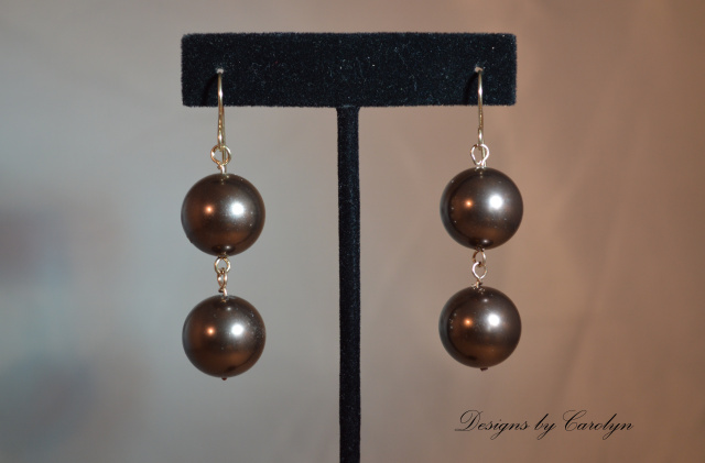 Brown Mother of Pearl Dangle Earrings CSS145E