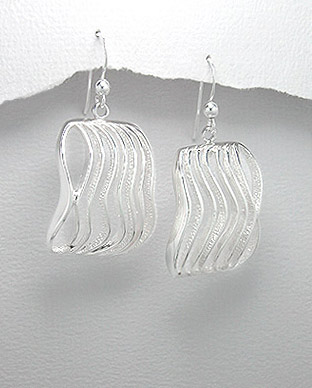 Wave Design Sterling Silver Earrings 54-706-4109