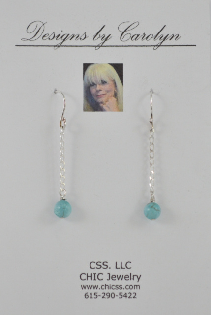 Turquoise on a Chain Sterling Silver Earrings  CSS178E