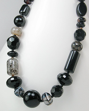 Onyx and Agate Sterling Silver Necklace 51-756-299
