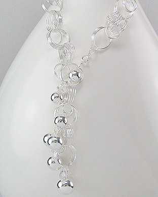 Elegant Ball and Circle Design Sterling Silver Necklace 54-706-3103