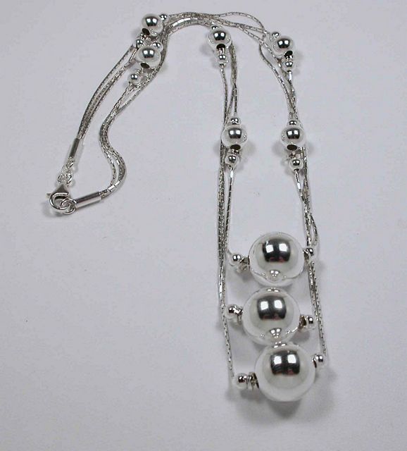 18" Cards and Spheres Sterling Silver Necklace CA 776-18 N