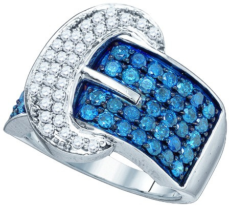 1.88 CTW Blue & White Diamond Buckle Ring CSSRWBA1290/W