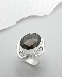 Large Sterling Silver & Smoky Quartz Ring 88-883-237