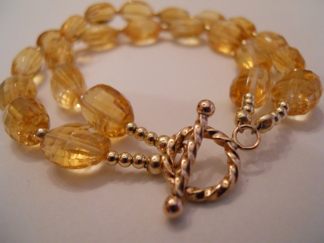 Faceted Citrine & 14/20 Gold Filled Double Strand Bracelet  CSS121B