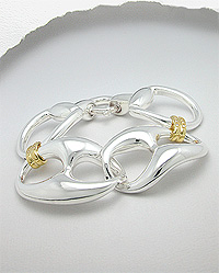 Sterling Silver & 18K Gold Plated Bracelet with CZ's 93-923-248