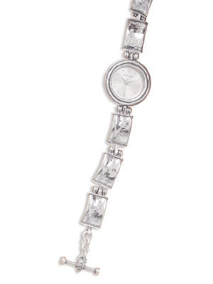 Textured Sterling Silver Toggle Watch 9904