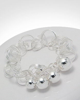 Elegant Ball & Circle Design Sterling Silver Bracelet 54-706-3104