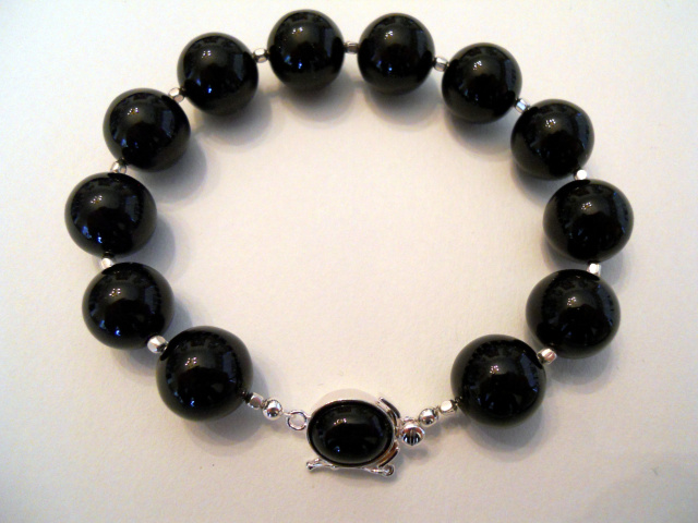 Black Onyx and Sterling Silver Bracelet  CSS120B