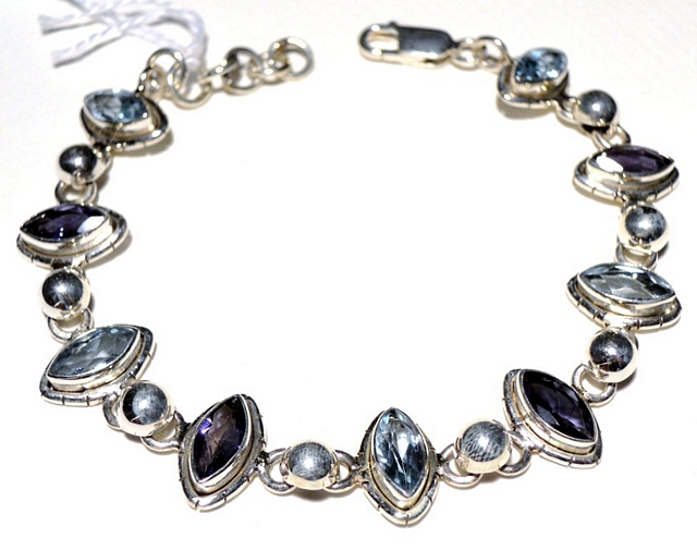 Amethyst and Topaz Sterling Silver Bracelet  88-883-378