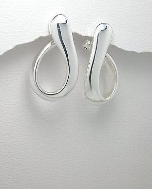 Chic Twisted Open Oval Sterling Silver Earrings 92-923-233