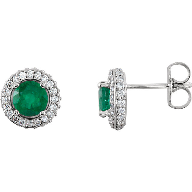 Emerald & Diamond Stud Earrings CSS68602:70000:P