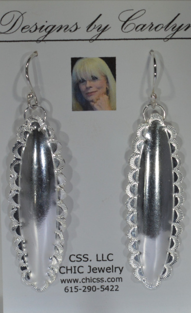 Fine Silver Dangle Earrings with Fan Border CSS190E