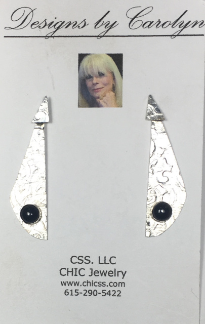 Black Onyx and Sterling Silver Drop Earrings CSS182E