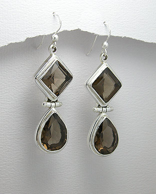 Smoky Quartz and Sterling Silver Earrings 88-883-183