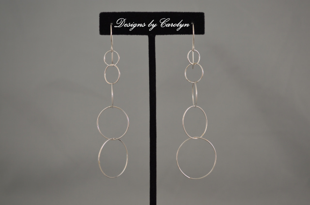 Graduated Circle Sterling Silver Dangle Earrings CSS150E