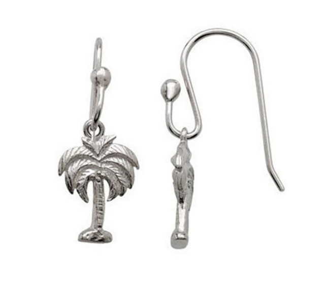 Sterling Silver 13.89 x 9.16mm Palm Tree Earrings 84816