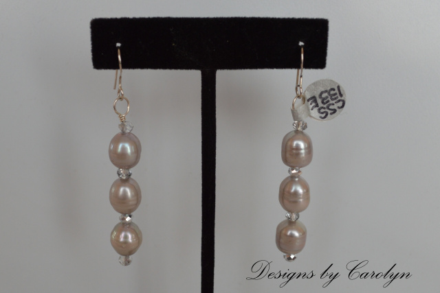 Platinum Baroque Freshwater Cultured Pearls & Swarovski Crystal Earrings CSS133E
