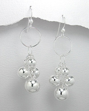 Drop Ball Design Sterling Silver Earrings 54-706-4095
