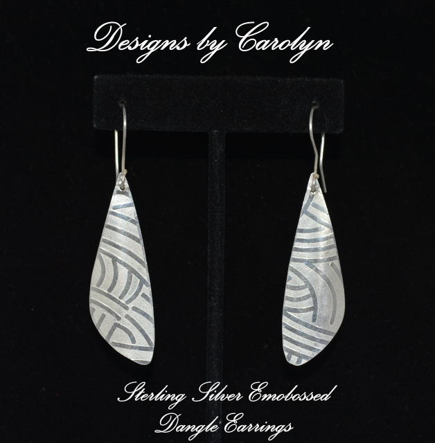 Sterling Silver Embossed Dangle Earrings CSS189E