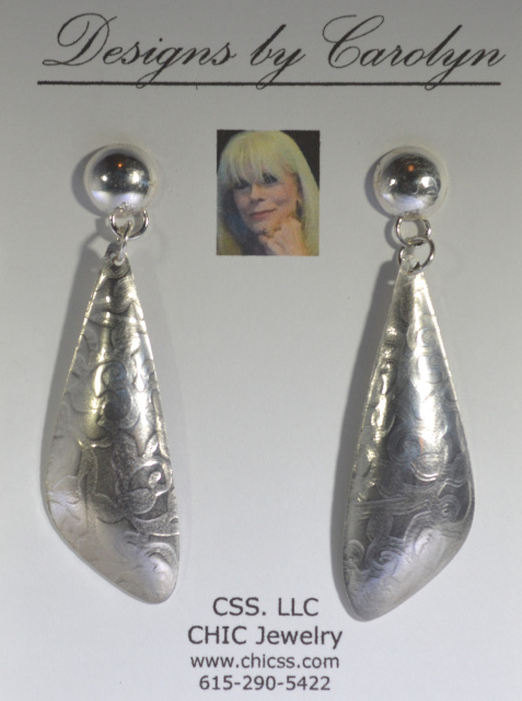 Sterling Silver Pattern 2 1/2 " Dangle Earrings CSS187E