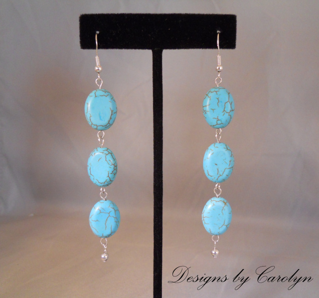 Turquoise Howlite Dangle Earrings  CSS143E
