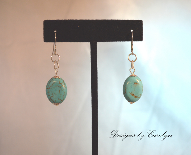 Turquoise Howlite Sterling Silver Dangle Earrings CSS128E