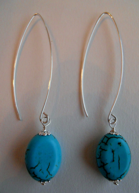 Turquoise Howlite Sterling Silver Earrings CSS125E