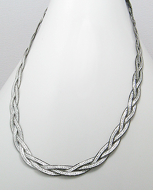 18" Sterling Silver Necklace with Rhodium Plating 54-780-327-18