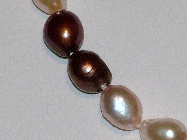 Natural & Chocolate Mix Cultured Freshwater Nugget Rice Pearl Necklace CSS 104 N