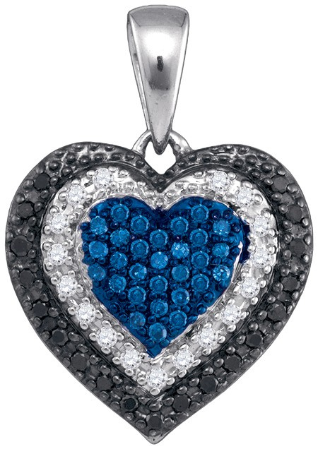 0.27 CT Blue, Black and White Diamond Heart Pendant CSSCDPEOQ6406/W