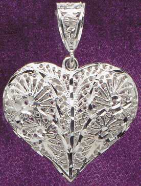 Large Filigree Heart Pendant 10014