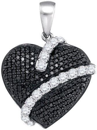 1.03 CT Black & White Diamond Heart Pendant  CSSCDPEOC4214/W