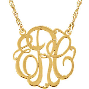 15 MM 3-Letter Script Monogram Necklace