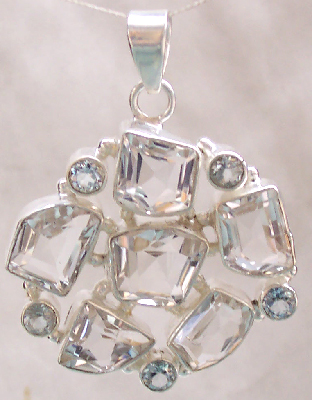 Crystal Quartz & Blue Topaz Pendant CSS 2280