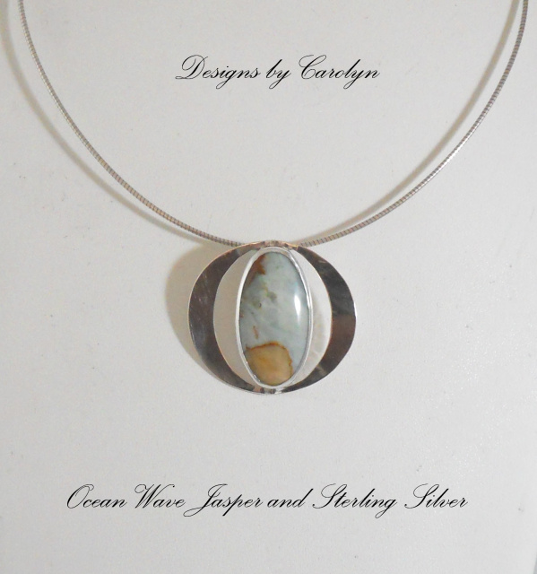 Ocean Wave Jasper Sterling Silver Pendant