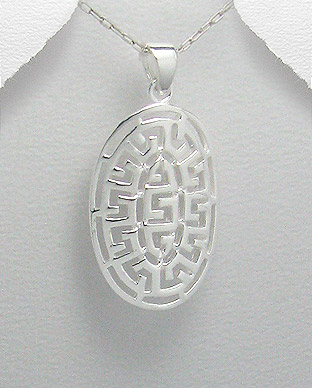 Sterling Silver Pendant with Oriental Design 54-706-3236