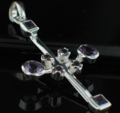 Amethyst Sterling Silver Cross Pendant CSS404