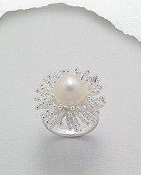 Fresh Water Cultured Pearl & Sterling Silver Ring 25-382-320