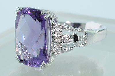 6.47 Ct. Natural Amethyst 14K White Gold Ring  CSS1003