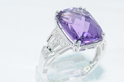 6.47 Ct. Natural Amethyst 14K White Gold Ring  CSS1003
