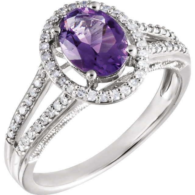 14K White Amethyst & 1/4 CTW Diamond Ring CSS 652866:60001:P