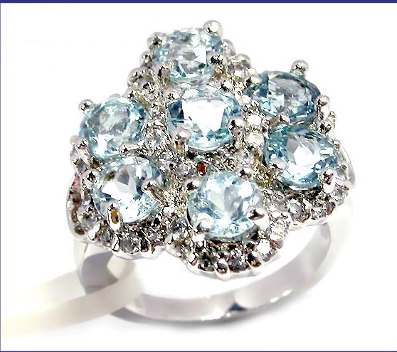 Natural Blue Topaz Ring in Sterling Silver J050540AGB