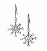Rhodium Plated 8 Point Snowflake Earrings with 9 CZs on French Wire 63215