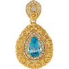 14K Gold or Platinum Swiss Blue Topaz & 1/2 CTW Diamond Pendant