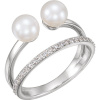 Two Freshwater Cultured Pearl & 1/5 CTW Diamond Ring CSS6514:604:P